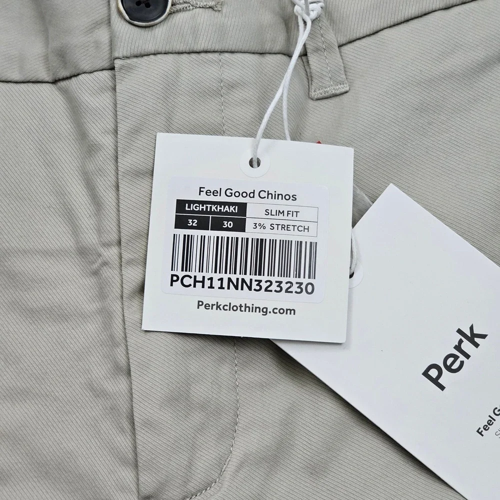 NEW Perk Feel Good Chinos Mens 32x30 Khaki Slim Fit Stretch PCH11NN323230 Preppy